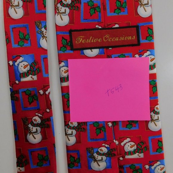 Festive Occasions NWOT Snowman Red Silk T543 - Picture 4 of 4